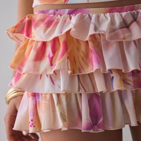 NWT Urban Outfitters Out From Under Cammy Ruffle Trim Micro Skort xl floral - Picture 2 of 11
